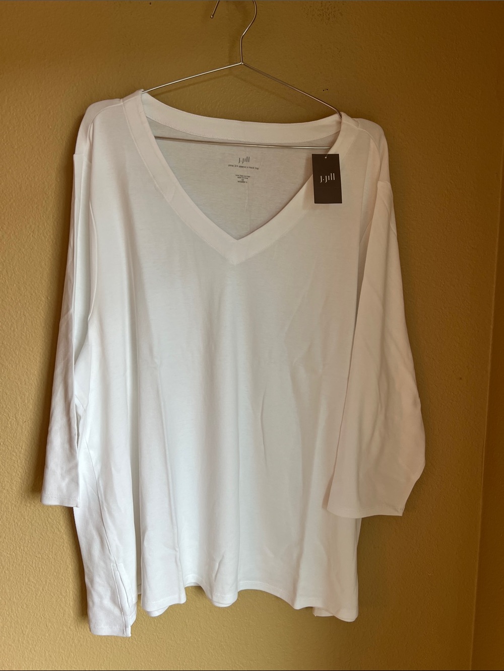 J Jill Pima 3/4 sleeve V-neck Top 4X NWT